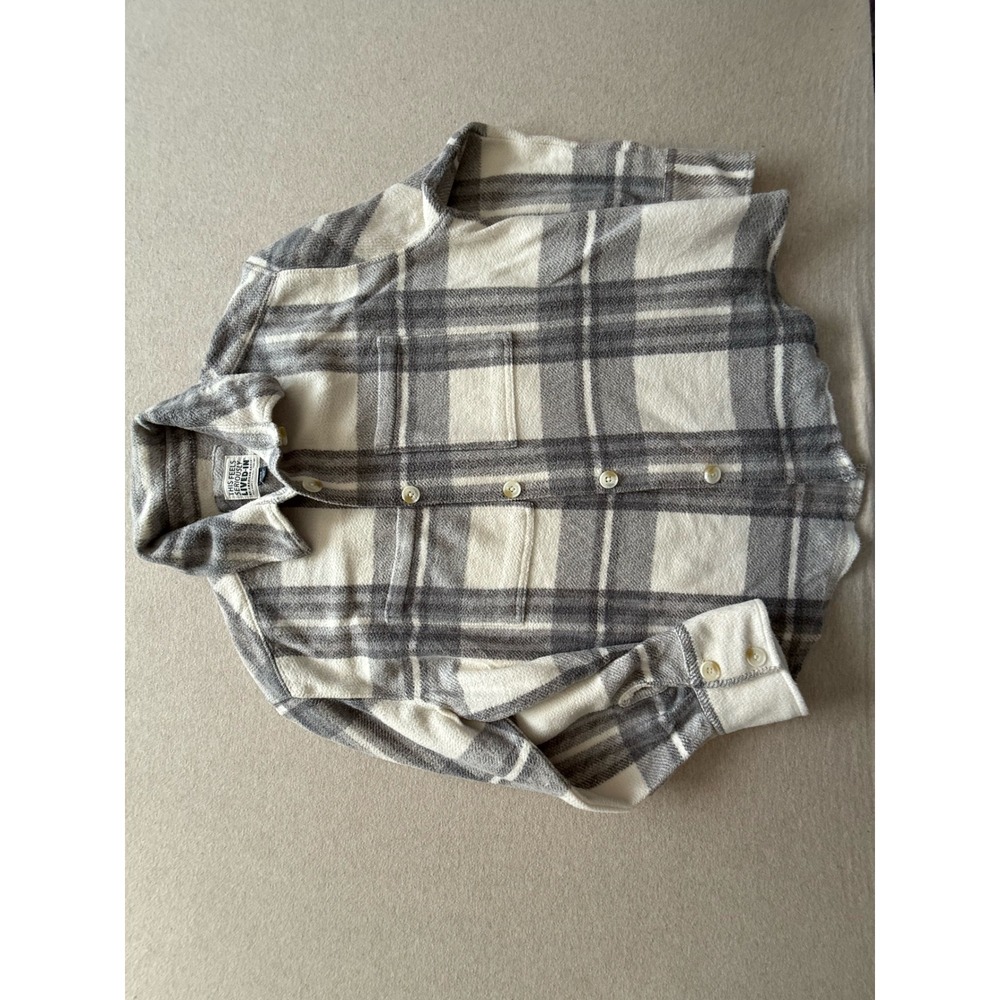 American Eagle Seriously Lived-In Grey Plaid Flannel Button Down Shirt Mens M